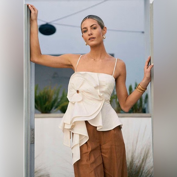 ANTONIO MELANI x MG STYLE ‘Alys’ 🆕 Linen Voluminous Flower Top. Gorgeous! Sz 12 - Picture 2 of 7